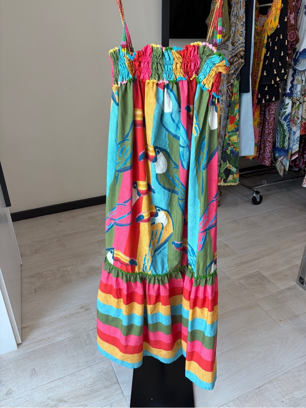 Farm Rio: WONDERFUL TOUCANS MDI DRESS - Picture 6 of 14